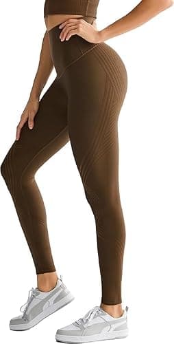 Orolay Compression Leggings for Women Tummy Control High Waisted Leggings for Women Full Length Workout Yoga Pants Brown - Image 1