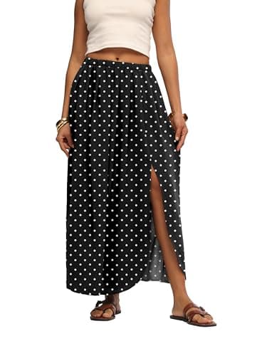 HiMONE Womens Boho Maxi Skirt Flowy A Line High Waisted Long Skirt with Side Slit for Spring Summer 2026 - Image 1