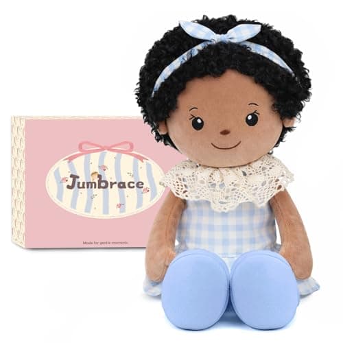 Jumbrace Soft Baby Doll Toys 16inch, Baby Rag Doll for One Year Old Girl Birthday Gift,Plush Toys for Toddler Kids Infants (Black) - Image 1