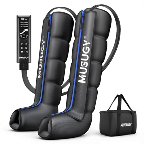 Musugy Sequential Leg Compression Massager for Circulation : Full Leg Air Compression Boots for Massage Therapy & Fatigue Relief - 9 Intensity, 6 Modes, 3 Timers for Athletes, Runners, Gym (Large) - Image 1
