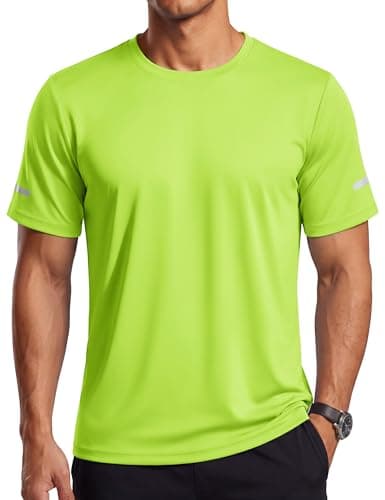 TACVASEN Mens Swim Shirt Moisture Wicking Workout Shirts Short Sleeve Running Tee Shirt Crew Neck T-Shirts for Men Green XL - Image 1
