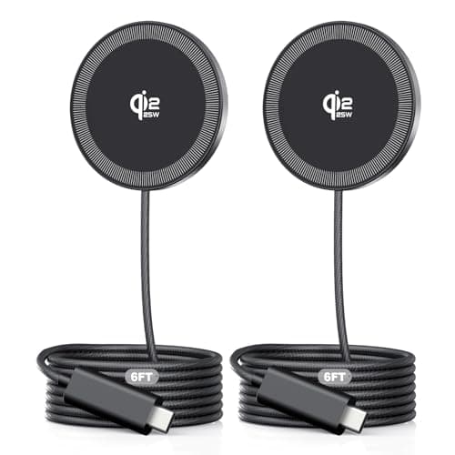 2Pack Magnetic Wireless Charger 25W Fast Charger for iPhone 17/16/15/14/13/12 Series & AirPods, Portable Wireless Charging Pad for Travel Home Office Desk, 6.6FT-Black - Image 1