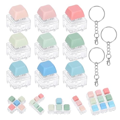 Netholid 9 Pack Clicky Keyboard Fidget Toys for Adults Detachable Keyboard Clicker Keychain for Stress Relief Work Anxiety Travel (GradientColor01)