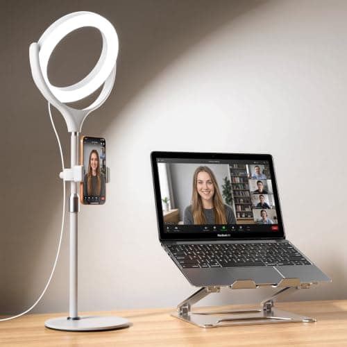 8 inch Desk Ring Light with Stand, Adjustable Zoom Lighting for Computer, Circle Light for Video Conference, Zoom Calls, Virtual Meeting, Video Recording, Streaming, Podcast - Image 1
