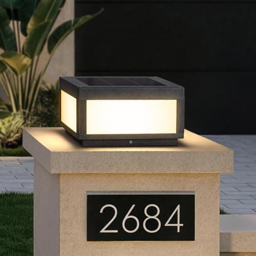 MVBT Large Solar Post Lights Outdoor, Square Solar Pillar Lights 12x12, Solar Power Column Light Waterproof, Modern Post Lamps Outdoor, Dusk to Dawn Lantern Column Lamp for Driveway Entrance Pillars - Image 1