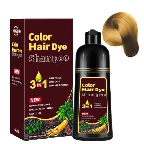 Golden Brown Hair Dye Shampoo 3 in 1, Instant Root Touch Up for All Hair Types & Full Hair Color, Lasts Up to 30 Days, Natural-Looking Color for Women & Men Champu Para Canas Easy Application - Image 1