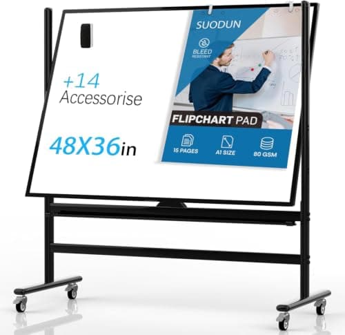Rolling Whiteboard 48x36, Double Sided Dry Erase Board with Stand, Magnetic Mobile White Board with Wheels for Office & Classroom and Home - Image 1