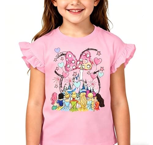 Magic Shirt for Toddler Baby Girls Magical Kingdom Tshirt Princess Shirt Ruffle Sleeve Tops Family Vacation Trip Tee Pink - Image 1