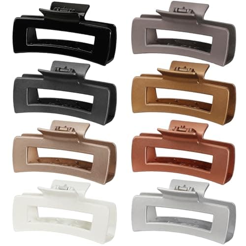 CHANDAT 4.1 Inch Hair Clips - 8 Pcs Square Jaw Clips for Thick and Thin Hair, Rectangular Hair Accessories for Women and Girls(Metallic Color) - Image 1