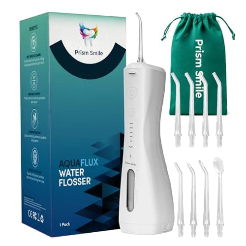 Prism Smile Cordless Water Flosser, 6 Adjustable Pressure Modes, 240ml Large Tank, IPX7 Waterproof, 8 Replaceable Nozzles, for Orthodontic, Braces, Sensitive Gums - Image 1