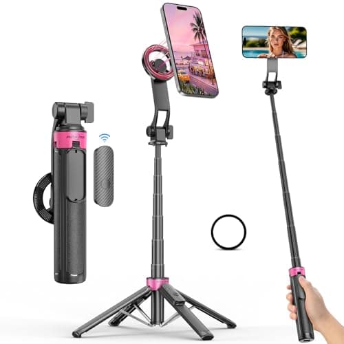 ACKIMA 3-in-1 Magnetic Selfie Stick Tripod for iPhone, 37'' 360° Rotation Phone Tripod with Wireless Remote, 4-Leg Extendable Phone Tripod for Hands-Free Video Recording,Gym,Selfies,Travel Tripods - Image 1