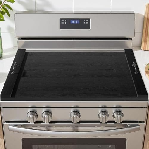 TIRYIUOU Gas Stove Top Cover: Wooden 30 * 22 Inches Electric Stovetop Covers, Noodle Board with Handles, Wood RV Cutting Board for Kitchen Counter (Black) - Image 1