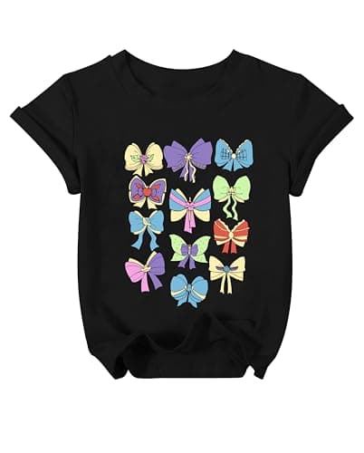 AMWIPE Magical Shirt for Girls Cute Ribbons Bows Shirts Toddler Girls Festival T-Shirts Birthday Tee Tops Holiday Outfits - Image 1