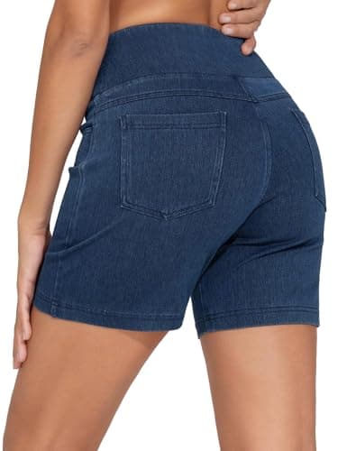 THE GYM PEOPLE Women's High Waisted Stretchy Jean Shorts Summer Skinny Denim Shorts with Pockets - Image 1