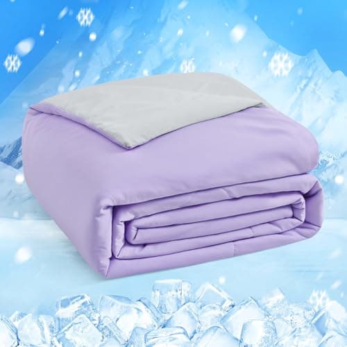 HOMFINE Cooling Comforter Queen Size, Purple Summer Cooling Blanket for Hot Sleepers and Night Sweats, Japanese Double-Sided Cold Tech Fabric Q-Max 0.45, Soft Breathable Silky Smooth Lightweight - Image 1