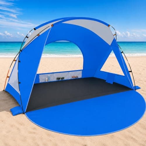 Beach Tent, Portable Sun Shelter for 2/3/4/6-8 Person with UPF 50+ UV Protection, Easy Setup Waterproof Beach Shade Canopy Cabana for Family Outdoor and Picnics, Fishing with Carrying Bag - Image 1