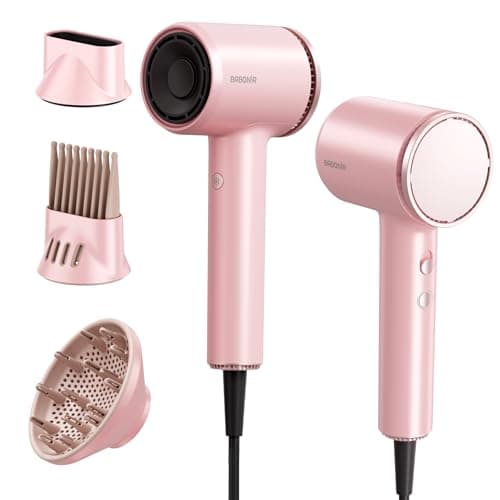 BABONIR Hair Dryer, 110,000 RPM High-Speed Brushless Motor for Fast Drying, 1875W Plasma Blow Dryer with Comb, Diffuser & Concentrator, 550 Million Ionic Hairdryer, Low Noise, for Travel, Salon, Pink