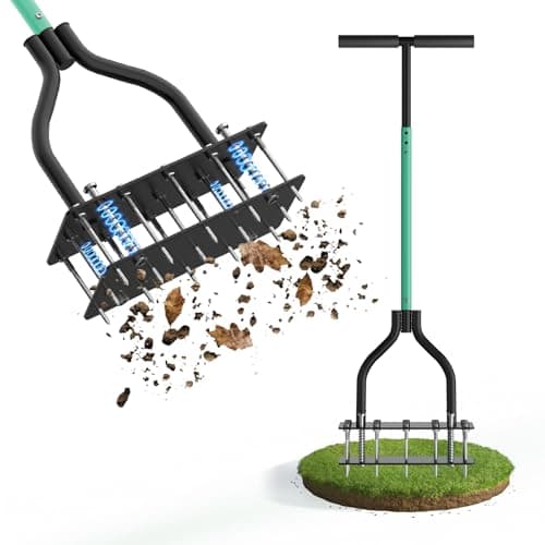 Lawn Aerator Tool, 15 Spike Lawn Aerator for Compacted Soil, Heavy Duty Yard Aerator with Foot Plate, Grass & Soil Aerator for Lawn Care, Easy-to-Use Hand Aerator for Small Yard - Image 1