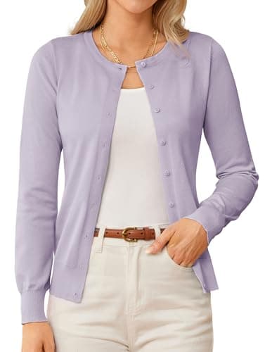 GRACE KARIN Womens Purple Cardigan Sweaters Trendy Summer Lightweight Cardigans for Women Shrug Outfits Clothes L - Image 1