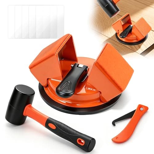 BUXKZVL Floor Gap Fixer Tool with Mallet, 45° Impact Design Laminate Flooring Tools, Floor Suction Cup Tool for Gaps with Cleaning Scraper & 5 Sticky Pads for Laminate, Lvp, Vinyl Plank Flooring - Image 1