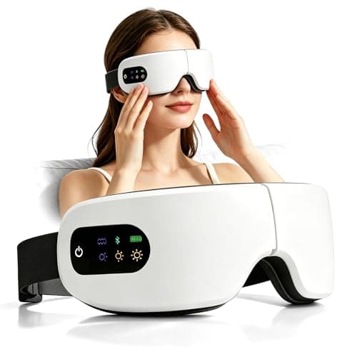 ZZR SEVEN Eye Massager with Heat, Father's Day Birthday Gifts, Massager Relieves, Bluetooth Music, Heated Sleep Mask for Strain Relief, Stye Eye, Improve Sleep (White)
