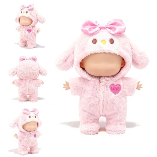 Clothes for 17cm Dolls Pink Cute Style Bodysuit Set Fashion Unique Dolls Outfit with Premium Dolls Accessories for Play & Display - No Doll