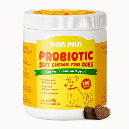 PENPEN Probiotics for Dogs, Dogs Probiotics for Digestive Health, Multi-Probiotic and Enzyme Blend Promote Gut Health & Immune Support, Eases Sensitive Stomachs - Beef Flavor, 180 Soft Chews - Image 1
