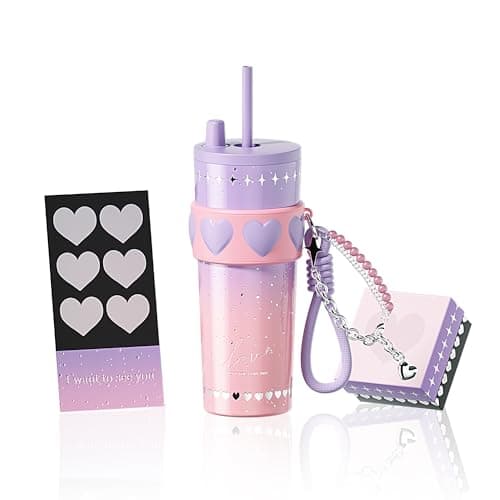 Sidagar 24 oz Stainless Steel Tumbler with Lid and Straw, Insulated Coffee Mug, Leak Proof, Portable Iced Travel Water Bottle, Reusable Thermal Coffee Cup Gift for Women, Purple - Image 1