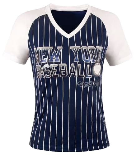 Simapak Womens Baseball Cage Fans Athletic City Raglan T-Shirts - Navy & White (Size:2XL) - Image 1