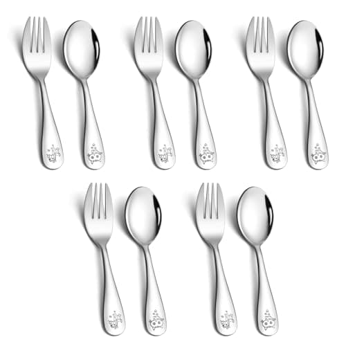 LIANYU 10-Piece Toddler Utensils Set, Stainless Steel Children Silverware Set with Kids Forks and Spoons, Kids Utensils Cutlery, Toddler Flatware for Preschooler and Child, Dishwasher Safe - Image 1