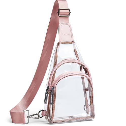 LATMAP Clear bags Stadium Approved Crossbody Fanny Pack Sling Bag Backpack Purses for Women Men for stadium events Unisex Pink - Image 1
