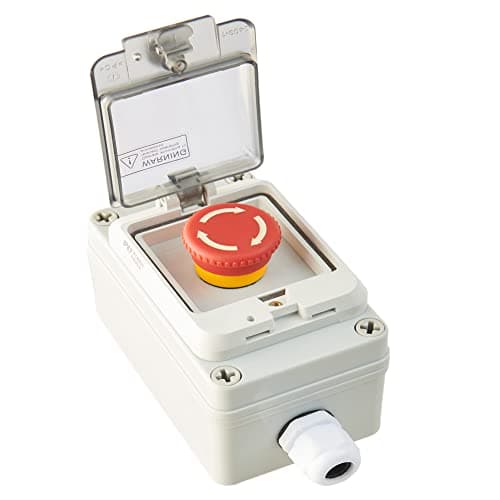 Emergency Stop Button with Box Emergency Stop Switch with Plastic Box e-Stop Button Box Push Button Station Box - Image 1