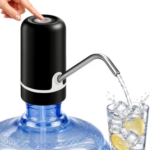 5 Gallon Water Dispenser Pump - Portable Rechargeable Electric Water Pump for 5 Gallon Jug with USB Charging, Automatic Water Bottle Dispenser for Home, Office, Kitchen, Travel, Camping (Black) - Image 1
