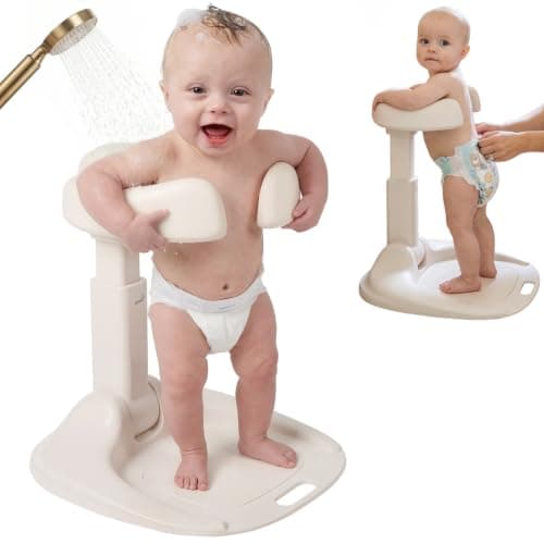 GROWNSY Baby Bath Stand for Babies 6 Months & Up, Foldable Baby Shower Stand for Infants and Toddlers, Adjustable Baby Shower Standing Support With Shower Holder - Image 1