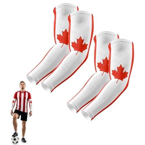 Aegend Arm Sleeves for Men Father's Day, Mundial 2026,Sports Canada Flag Arm Sleeves for Baseball Football Basketball,Youth & Adult Sizes,2Pairs - Image 1