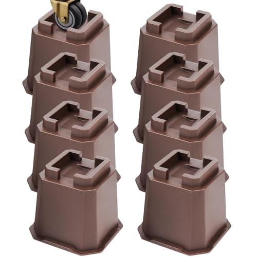MCXYEM Adjustable Bed Furniture Risers Elevation in Heights Heavy Duty Risers for Both Posts and Wheels of Furniture Sofa Bed Couch Table (Brown 8 Pack, 5 Inch)