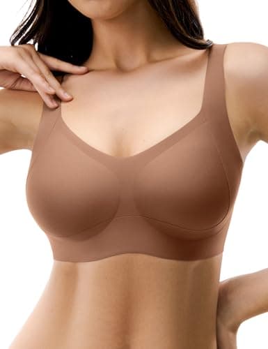No Underwire Bras for Women,Comfortable Seamless Push Up Full Coverage Supportive Bralettes Chocolate - Image 1