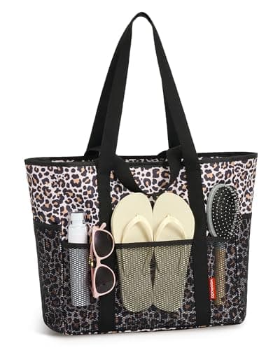 WOOMADA Large Mesh Beach Tote -Tote Bag for Towels & Vacation Essentials - Image 1