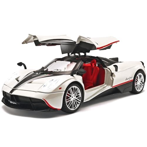 RZAPE Car Toys for Boys 1 18 Scale Diecast Cars Compatible for Pagani Huayra Dinastia Model Car Kits Collection,Metal Pull Back Cars with Light and Sound,Toy Cars for Boys Age 4-7(White) - Image 1