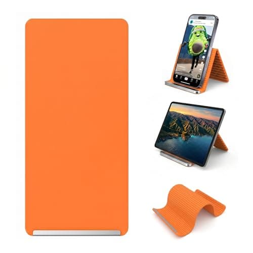 Adjustable Foldable Silicone Phone Stand, Yellow, No Charging Port, Non-Slip Desk Holder for iPhone, Samsung, Tablets - Image 1
