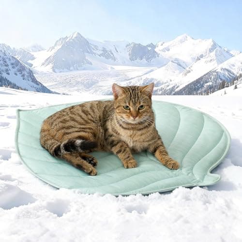 COZY KISS Cooling Mat/Pad/Blanket for Dogs & Cats Indoor — Fabric, Non-Gel, Non-Electric, Q-Max > 0.4 Leaf Shaped Pet Pad, Waterproof Summer Sleep Mat, 27x23 inch, Green - Image 1