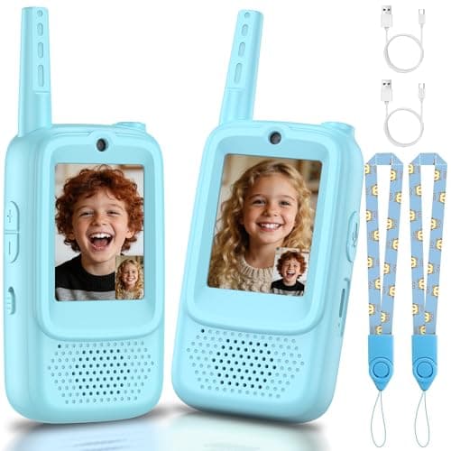 Video Walkie Talkies for Kids, 2 Pack Rechargeable Walkie Talkie with Screen, Long Range 2 Way Radio with 4 Voice Effect, Christmas Birthday Gift for Age 3-12 Boy Girl Indoor/Outdoor - Image 1