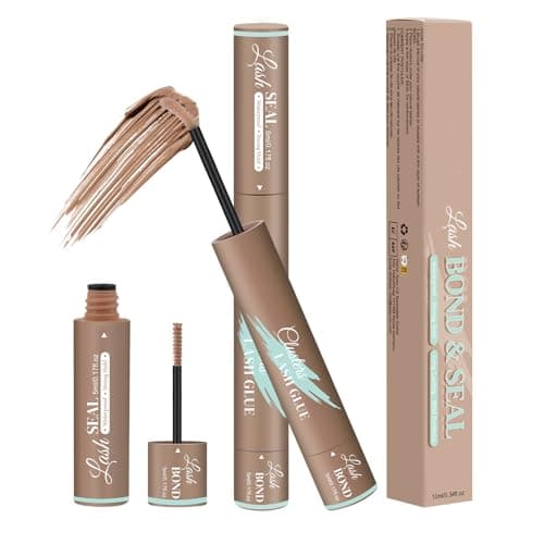 Lash Cluster Glue Lash Bond and Seal Waterproof 72H Long Lasting Strong Hold Non Irritating Eyelash Glue for DIY Lash Extensions at Home (Brown-10ML)
