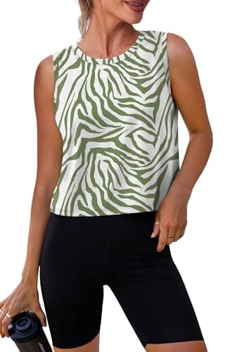 Alaroo Womens Workout Tank Tops Sleeveless Athletic Tank Tops for Woman Yoga Tennis Running Hiking Pilates Loose Fit Crop Summer Womens Tank Top Zebra Print M 2026 - Image 1