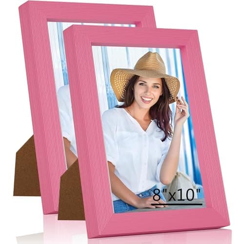 WTAQR 8x10 Picture Frame for Wall Hanging or Tabletop Display,Wall Mounting Horizontally or Vertically,Photo Frame with HD Plexiglass for Photos, Posters & Art Prints,Cherry Pink Frame,2 Pack - Image 1