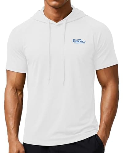 Twekfish Men's Workout Short Sleeve Hoodie, Lightweight Athletic Gym Running Shirts, Quick Dry Muscle Fit Hooded Sweatshirt