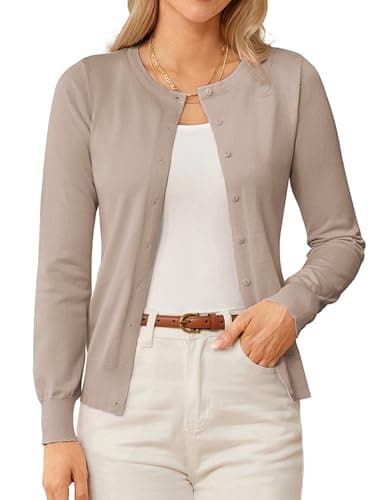 GRACE KARIN Button Up Cardigans for Women Trendy Long Sleeve Button Up Sweater Dressy Knitted Jacket Spring Clothes XL Tan - Image 1