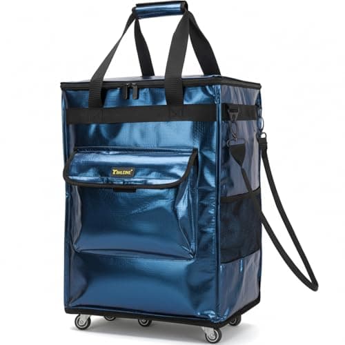BALEINE Reusable Grocery Bags on Wheels, Rolling Tote Bag, Shopping Trolley, Large Backpack Shopping Carts for Groceries (14"x8.5"x22", Navy) - Image 1