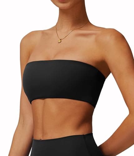 Comper Women's Strapless Bras Wireless Tube Top Comfortable Stretchy Padded Bandeau Bra Casual Bralette Everyday Bra Black - Image 1