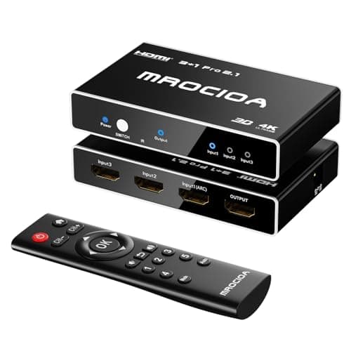 HDMI 2.1 Switch 3 in 1 Out with Remote, 4K 120Hz HDMI Switch, Support ARC/eARC, HDCP2.3, HDR10, ALLM/VRR, CEC, Dolby Audio, Compatible with PS5/PS4, Xbox Series X, Roku, Apple TV, Fire TV - Image 1